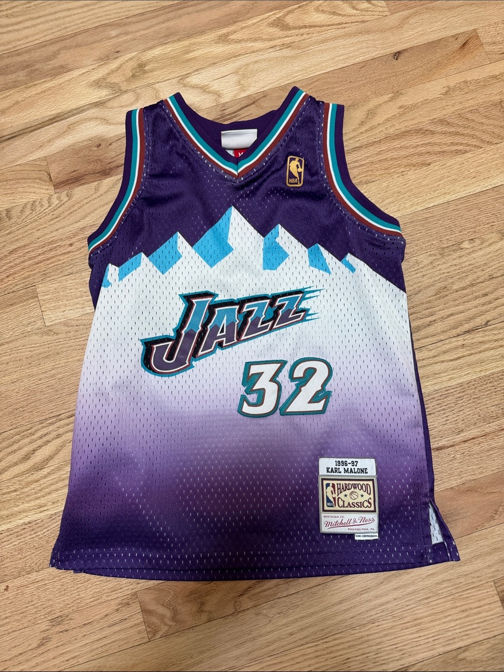 Mitchell & Ness Utah Jazz #32 Karl Malone Gradient Purple/White/Teal  Jersey